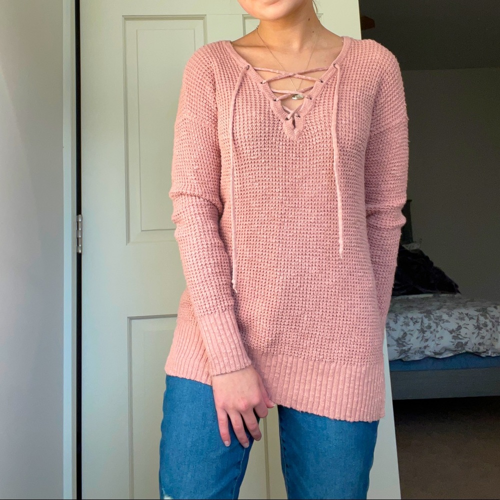 American Eagle Lace Up Sweater